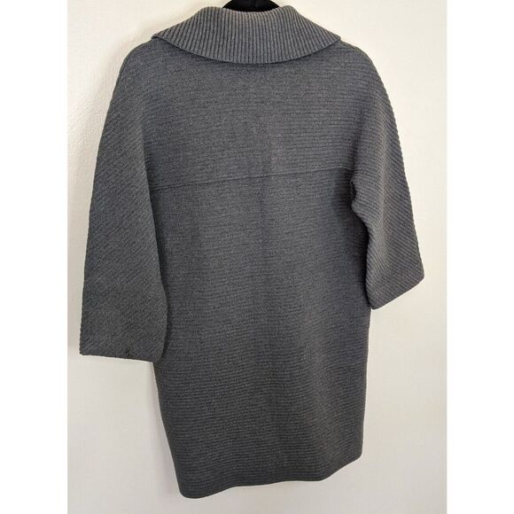 Montgomery Ward VTG Button Front Pure Wool Ribbed Coat Preppy Minimalist Large - Picture 2 of 8